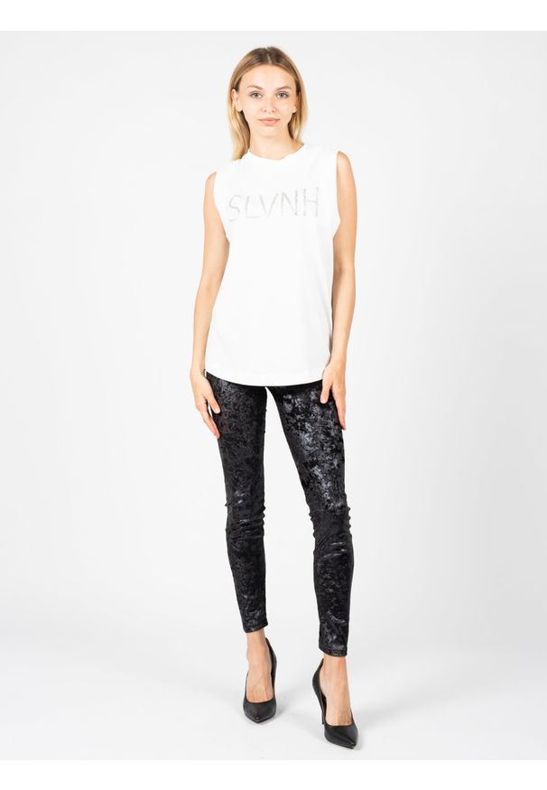 Silvian Heach T-Shirt | PGP22127TS | Kobieta | Biały. Kolor: biały. Materiał: bawełna. Długość rękawa: bez rękawów. Wzór: aplikacja, nadruk