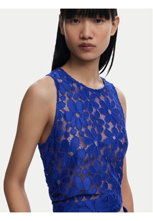 Desigual Top Tanatos 25SWBW25 Niebieski Slim Fit. Kolor: niebieski. Materiał: syntetyk
