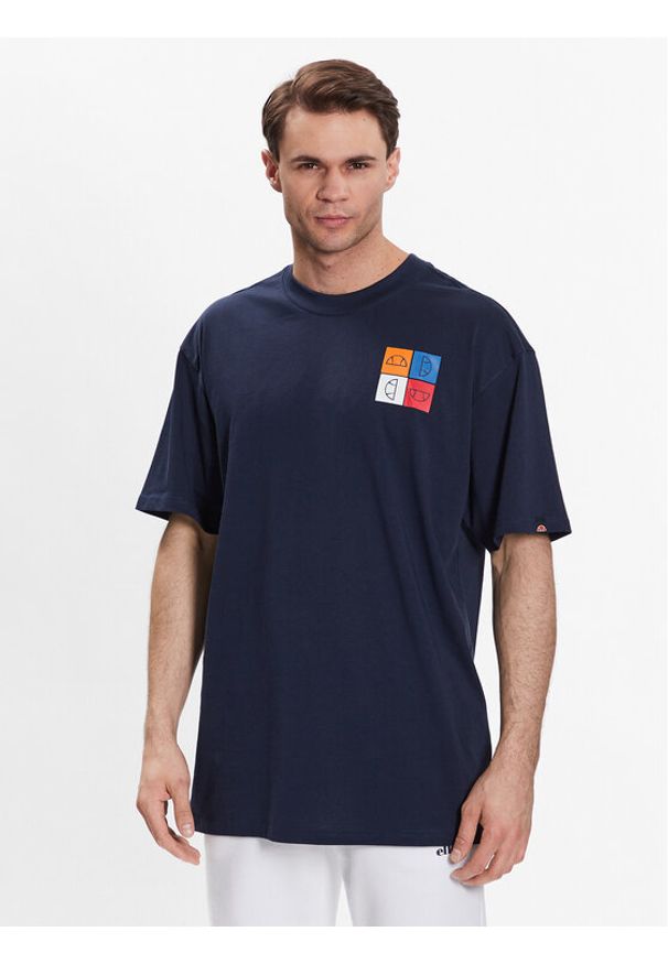 Ellesse T-Shirt Rolletto SHR17641 Granatowy Regular Fit. Kolor: niebieski. Materiał: syntetyk