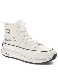Białe Sneakersy Rieker Sportowe Obuwie Damskie. Okazja: na spacer. Kolor: biały. Materiał: materiał. Sezon: lato. Styl: sportowy. Sport: turystyka piesza #1