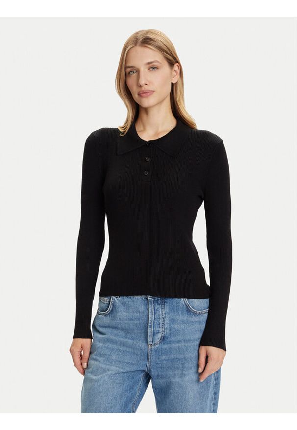 Vero Moda Sweter Siljerib 10336674 Czarny Slim Fit. Kolor: czarny. Materiał: wiskoza