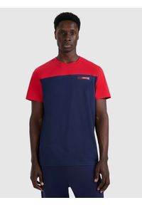 4f - 4F T-shirt regular z nadrukiem męski - granatowy S. Okazja: na co dzień. Kolor: niebieski. Materiał: materiał, bawełna. Wzór: nadruk. Styl: casual