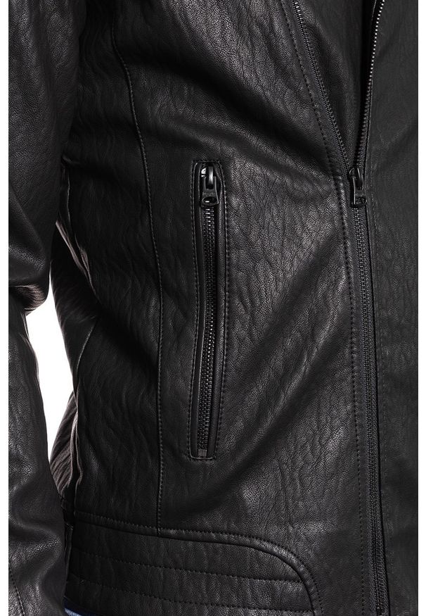 Wrangler - KURTKA SKÓRZANA WRANGLER PU LEATHER JACKET BLACK W4744VI01 112129037. Okazja: na co dzień. Materiał: skóra ekologiczna, jeans. Styl: casual