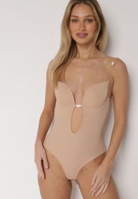 Born2be - Beżowe Bieliźniane Body z Odkrytymi Plecami i Wyciętym Dekoltem Terise. Kolor: beżowy #4