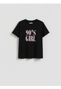 Reserved - T-shirt z nadrukiem - czarny. Kolor: czarny. Materiał: dzianina, bawełna. Wzór: nadruk #1