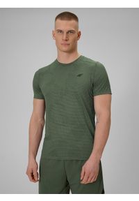 4f - 4F Koszulka treningowa regular szybkoschnąca męska - khaki S. Kolor: oliwkowy, brązowy, wielokolorowy. Materiał: materiał. Sport: fitness #1