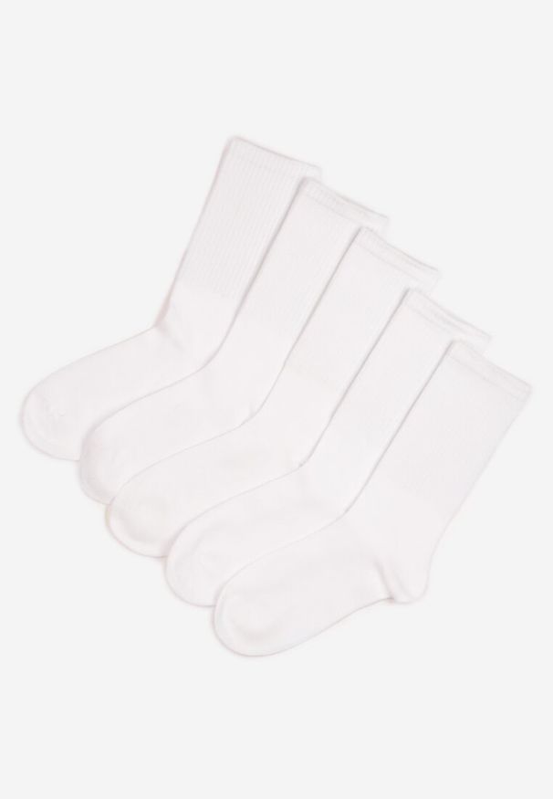 Renee - Białe Długie Casualowe Skarpety 5-Pack z Bawełny Venethria. Kolor: biały. Materiał: bawełna