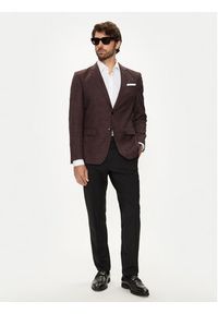 BOSS - Boss Marynarka H-Hutson-224 50521645 Bordowy Slim Fit. Kolor: czerwony. Materiał: wełna #3