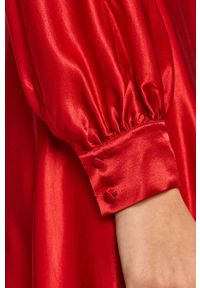 TwinSet - Twinset - Sukienka. Kolor: czerwony. Materiał: tkanina. Długość rękawa: długi rękaw. Typ sukienki: rozkloszowane #5