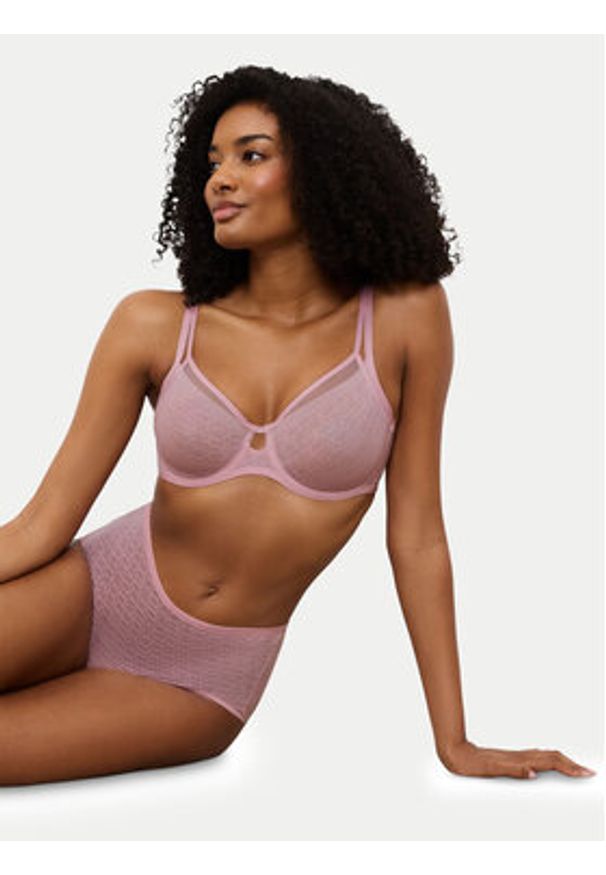 Triumph Biustonosz z fiszbiną Signature Sheer 10215906 Różowy. Kolor: różowy. Materiał: syntetyk