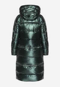 Born2be - Zielona Kurtka z Kapturem i Szerokim Pikowaniem o Regulowanej Długości Ansanna. Okazja: na co dzień. Typ kołnierza: kaptur. Kolor: zielony. Materiał: jeans. Styl: casual #3