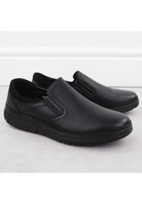 marka niezdefiniowana - Półbuty męskie eleganckie wsuwane czarne Unisoft 7155. Zapięcie: bez zapięcia. Kolor: czarny. Materiał: skóra ekologiczna. Styl: elegancki