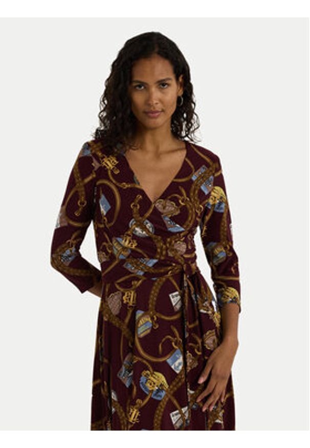 Lauren Ralph Lauren - LAUREN RALPH LAUREN Sukienka codzienna 250951440001 Bordowy Slim Fit. Okazja: na co dzień. Kolor: czerwony. Materiał: syntetyk. Typ sukienki: proste. Styl: casual