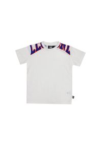 LEONE 1947 APPAREL - Nowość Sportowa koszulka dziecięca z dużym logo i krótkim rękawem. Kolor: biały. Długość rękawa: krótki rękaw. Długość: krótkie. Sport: joga i pilates