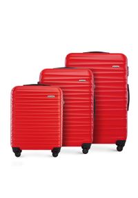 Wittchen - Zestaw walizek z ABS-u z żebrowaniem. Kolor: czerwony. Materiał: guma