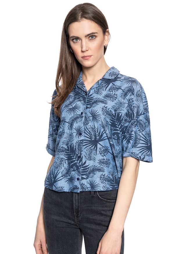 Lee - LEE FLORAL RESORT SHIRT DAMSKA KOSZULA RELAXED FIT WASHED BLUE L46DIULR 112110887