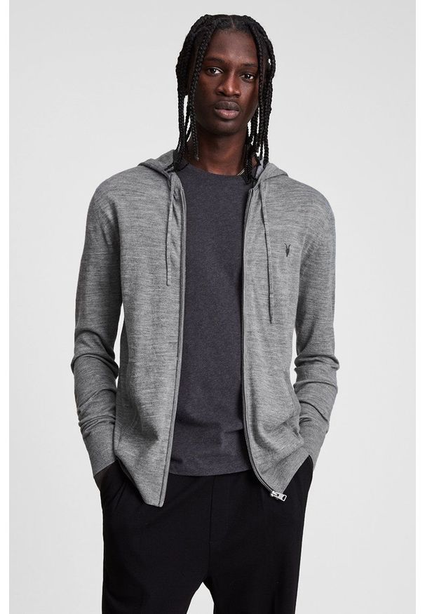 AllSaints - Bluza Mode Merino Zip Hood. Okazja: na co dzień. Typ kołnierza: kaptur. Kolor: szary. Styl: casual
