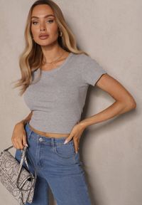 Renee - Szary T-shirt Basic z Wiskozy Worreti. Okazja: na co dzień. Kolor: szary. Materiał: wiskoza. Styl: sportowy, klasyczny, casual