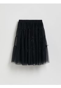 Reserved - Tiulowa spódnica z kokardkami - czarny. Kolor: czarny. Materiał: tiul #1