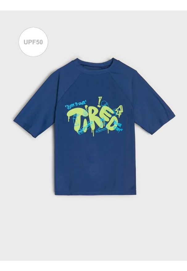 Sinsay - Dziecięca koszulka kąpielowa UPF 50 - granatowy. Kolor: niebieski