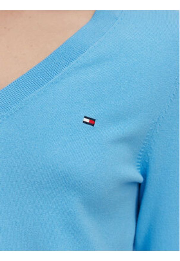 TOMMY HILFIGER - Tommy Hilfiger Sweter WW0WW40098 Niebieski Regular Fit. Kolor: niebieski. Materiał: syntetyk