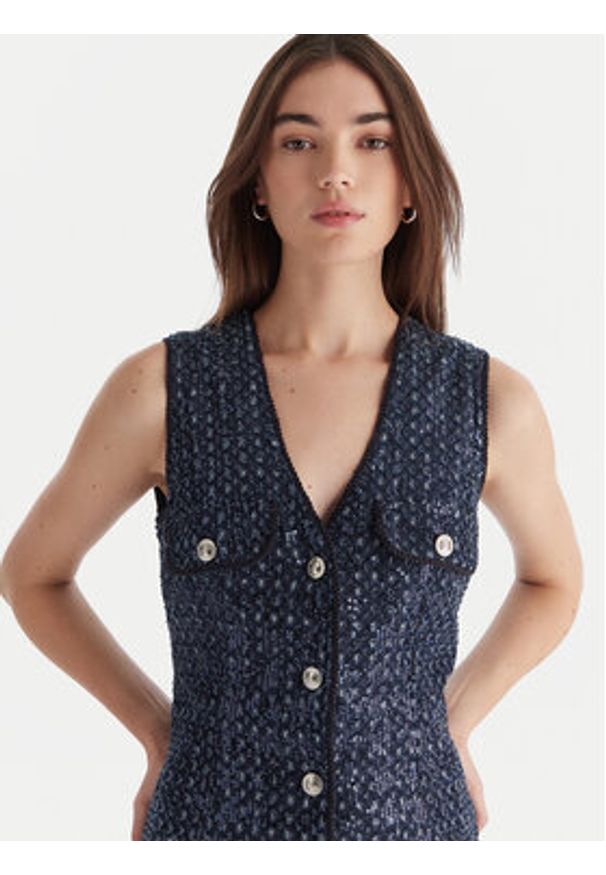 Guess Sukienka codzienna W5BK41 D0771 Granatowy Regular Fit. Okazja: na co dzień. Kolor: niebieski. Materiał: bawełna, syntetyk. Typ sukienki: proste. Styl: casual