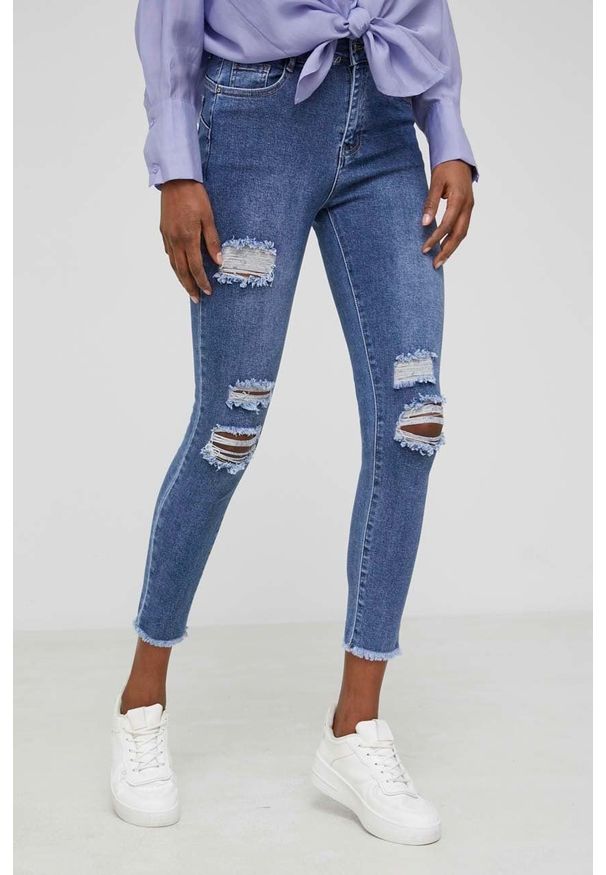Answear Lab jeansy Push Up damskie medium waist. Kolor: niebieski. Styl: wakacyjny