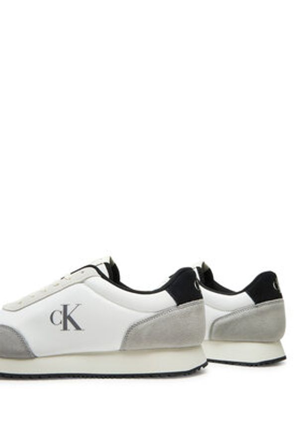 Calvin Klein Jeans Sneakersy Retro Runner Iconic Snk YM0YM01119 Biały. Kolor: biały. Materiał: zamsz, skóra
