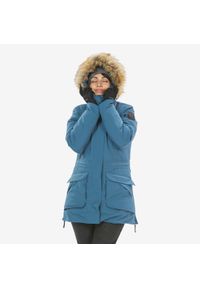 quechua - Parka turystyczna damska zimowa Quechua SH900 -20°C wodoodporna. Typ kołnierza: kołnierzyk stójkowy. Kolor: turkusowy, niebieski. Materiał: futro, syntetyk, poliester. Sezon: zima #1
