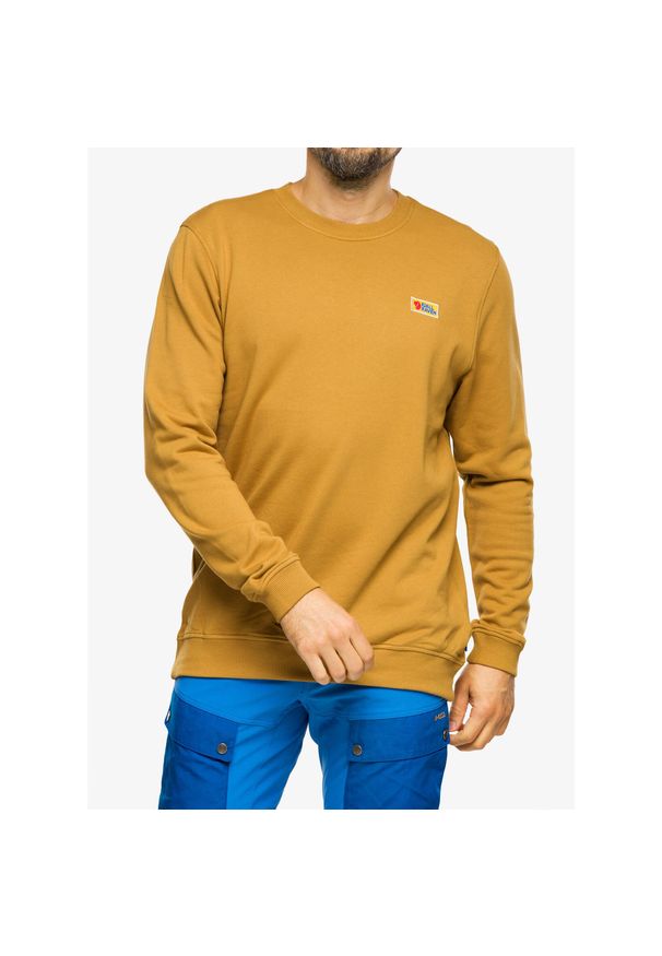 Fjällräven - Bluza bawełniana męska Fjallraven Vardag Sweater. Kolor: brązowy. Materiał: bawełna