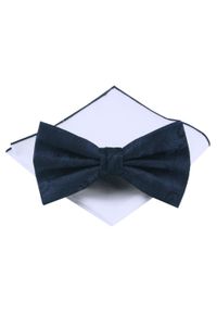 Mucha Męska z Poszetką - Chattier - Granatowa z Fakturą Materiału. Kolor: niebieski. Materiał: materiał. Styl: sportowy, elegancki