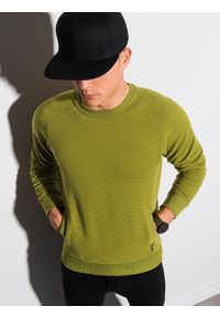 Ombre Clothing - Bluza męska bez kaptura B1156 - oliwkowa - XXL. Typ kołnierza: bez kaptura. Kolor: oliwkowy. Materiał: bawełna, dresówka, dzianina, jeans, poliester #3