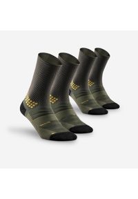 quechua - Skarpety turystyczne Quechua Hike 900 długie x 2. Kolor: zielony. Materiał: wełna, elastan, poliester, poliamid. Wzór: ze splotem. Sport: turystyka piesza