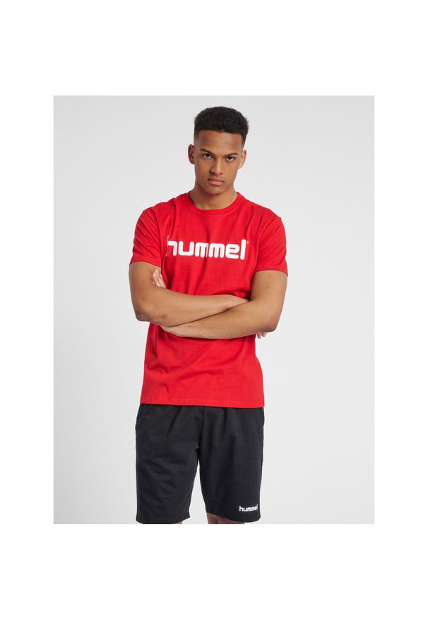 Koszulka sportowa z krótkim rękawem męska Hummel Cotton Logo. Kolor: czerwony, różowy, wielokolorowy. Długość rękawa: krótki rękaw. Długość: krótkie