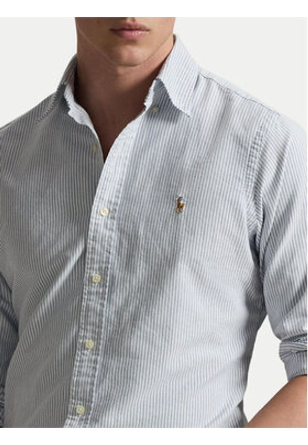 Polo Ralph Lauren Koszula 710953704501 Błękitny Custom Fit. Typ kołnierza: polo. Kolor: niebieski. Materiał: bawełna