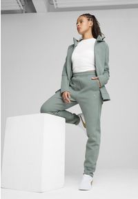 Puma - Damska rozpinana bluza z kapturem EVOSTRIPE PUMA Green Moon. Typ kołnierza: kaptur. Kolor: zielony