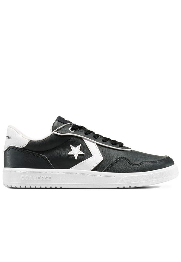 Buty męskie Converse Court Lifestyle A13317C - czarne. Okazja: na co dzień. Zapięcie: sznurówki. Kolor: czarny. Materiał: guma, skóra, syntetyk. Szerokość cholewki: normalna. Styl: sportowy, casual, retro