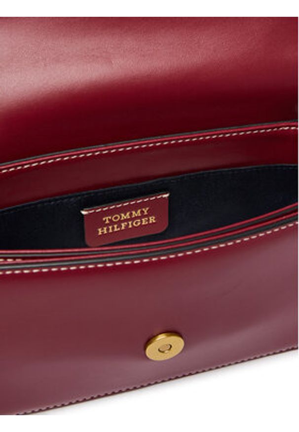 TOMMY HILFIGER - Tommy Hilfiger Torebka Th Script Flap Crossover AW0AW18399 Bordowy. Kolor: czerwony. Materiał: skórzane