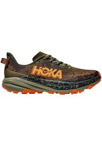 Buty do biegania męskie Hoka One One Speedgoat 6. Zapięcie: sznurówki. Kolor: zielony, pomarańczowy, wielokolorowy, żółty. Materiał: syntetyk, tkanina, materiał. Szerokość cholewki: normalna. Sport: bieganie