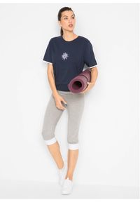 bonprix - Shirt sportowy z bawełny. Kolor: niebieski. Materiał: bawełna. Wzór: nadruk. Styl: sportowy