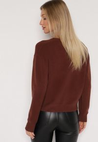 Born2be - Brązowy Rozpinany Kardigan z Dodatkiem Kaszmiru Vetirira. Okazja: na co dzień. Kolor: brązowy. Materiał: kaszmir. Styl: klasyczny, casual #6