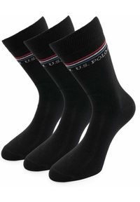 Czarne skarpetki U.S. Polo Assn. - Pakiet 3 par dla mężczyzn 43-46. Kolor: czarny. Materiał: elastan, poliester, bawełna