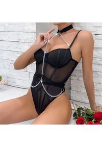 Intica - Body z łańcuszkiem eleganckie na wyjątkowe okazje Folline. Kolor: różowy. Materiał: materiał #10