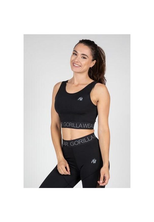GORILLA WEAR - Osseo Crop Top - Czarny. Kolor: czarny. Sport: fitness