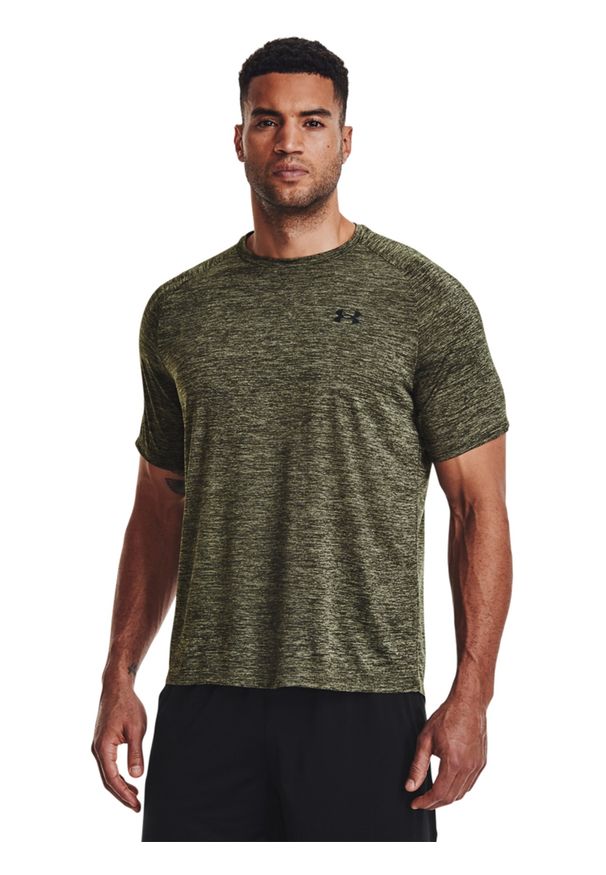 Koszulka treningowa męska Under Armour UA Tech 2.0 Ss Tee - oliwkowa/khaki. Kolor: brązowy, wielokolorowy, oliwkowy. Materiał: materiał, poliester