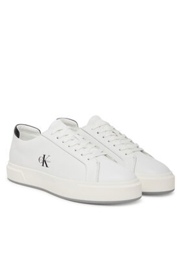 Calvin Klein Sneakersy Basket Cupsole Laceup Lth Ml YM0YM01460 Biały. Kolor: biały. Materiał: skóra