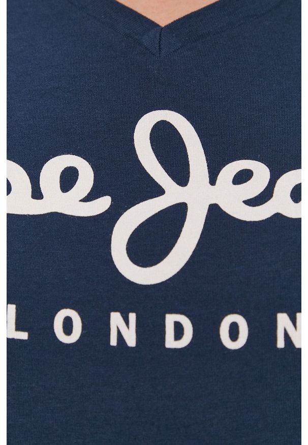 Pepe Jeans - T-shirt Original. Okazja: na co dzień. Kolor: niebieski. Wzór: nadruk. Styl: casual