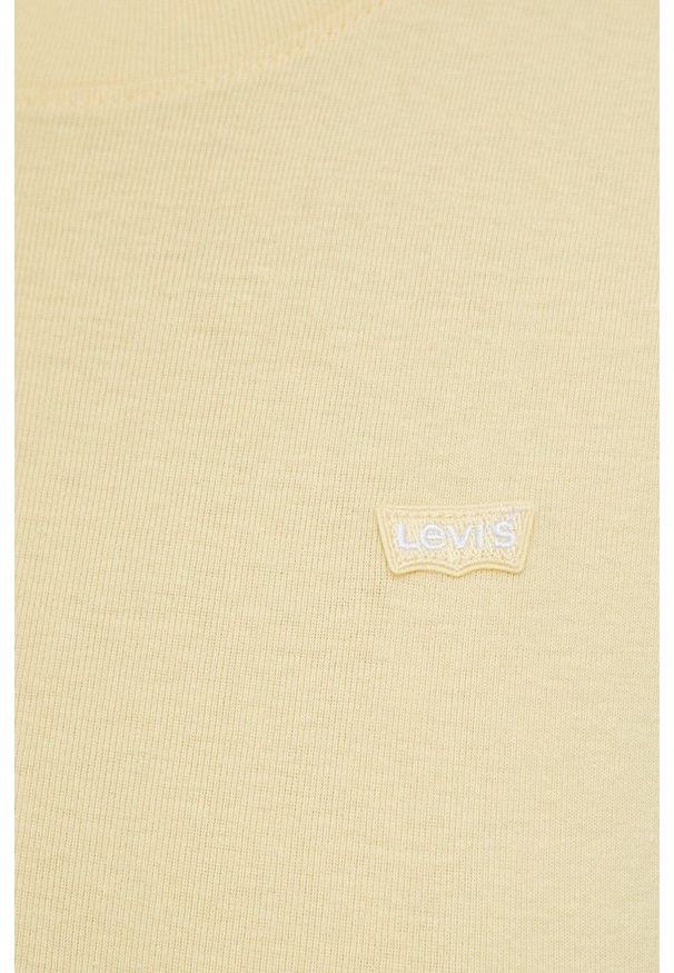 Levi's® - Levi's t-shirt bawełniany kolor żółty. Okazja: na spotkanie biznesowe. Kolor: żółty. Materiał: bawełna. Wzór: aplikacja. Styl: biznesowy