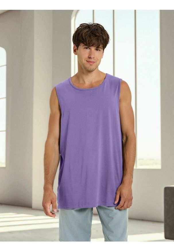 Sinsay - Bawełniany tank top - fioletowy. Kolor: fioletowy. Materiał: bawełna