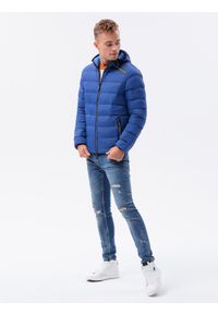 Ombre Clothing - Kurtka męska zimowa pikowana C451 - niebieska - M. Kolor: niebieski. Materiał: nylon, poliester. Sezon: zima #6